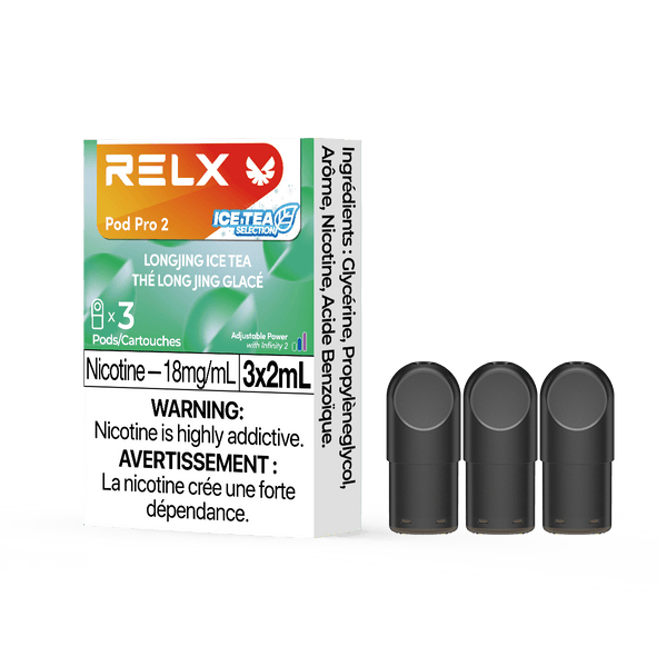 RELX CA Pod Pro 2 CAD $19.99 Longjing Ice Tea 0mg/ml nicotine package Smooth, leak-resistant pod, tested for consistent flavour 悦刻加拿大 雾化弹 3颗装 19.99加元 高凉龙井茶 18mg/ml 尼古丁 包装 顺滑防漏烟弹,口味稳定可靠 🍵🌿🧊
