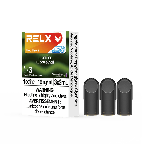RELX CA Pod Pro 2 CAD $19.99 Ludou Ice 18mg/ml nicotine package Smooth, leak-resistant pod, tested for consistent flavour 悦刻加拿大 雾化弹 3颗装 19.99加元 绿豆冰 18mg/ml 尼古丁 包装 顺滑防漏烟弹,口味稳定可靠 🍵❄️