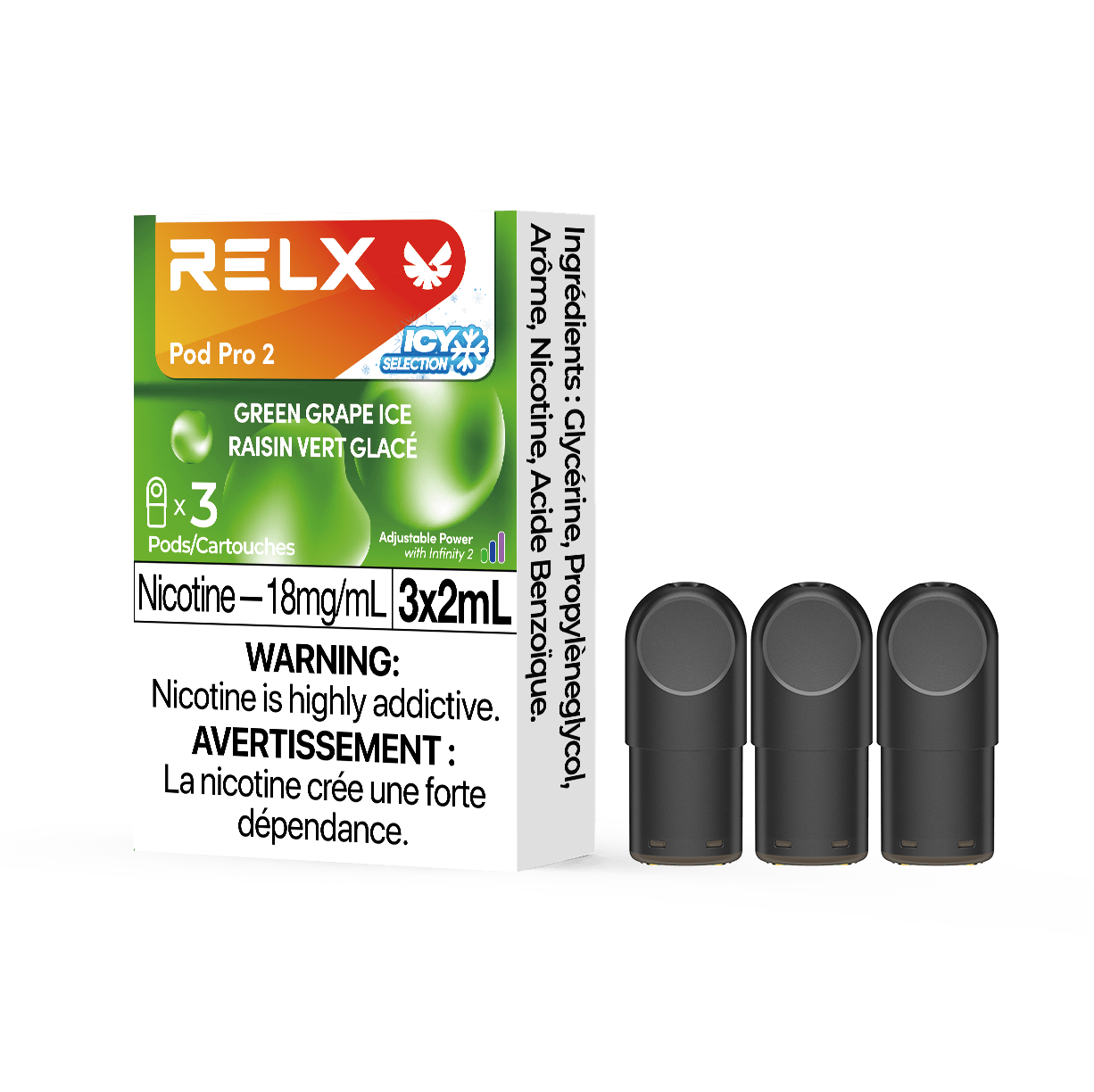 Relx Pod Pro 2 - Green Grape Ice (3-Pack) | Crisp & Fruity Relx Pod Pro 2 - Green Grape Ice (3-Pack) | Crisp & Fruity