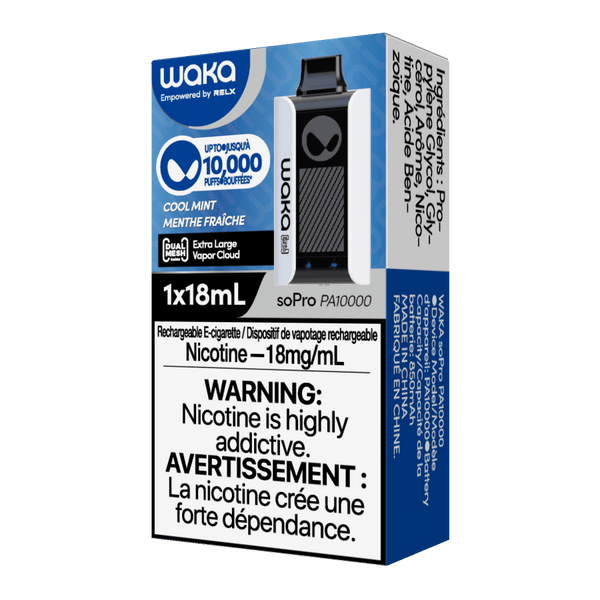 WAKA soPro PA10000 10000 puffs Cool Mint waka-sopro-pa10000-disposable-vape-official-waka-canada-store-10000-puffs-cool-mint-33366132785291