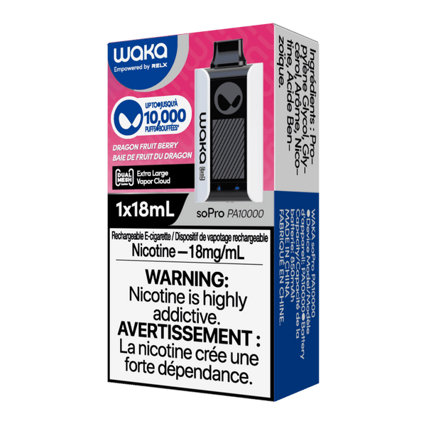 WAKA soPro PA10000 10000 puffs Dragon Fruit Berry waka-sopro-pa10000-disposable-vape-official-waka-canada-store-10000-puffs-dragon-fruit-berry-33366132883595