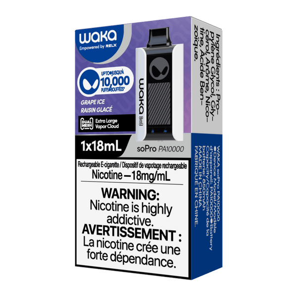 WAKA soPro PA10000 10000 puffs Grape Ice waka-sopro-pa10000-disposable-vape-official-waka-canada-store-10000-puffs-grape-ice-33366133178507