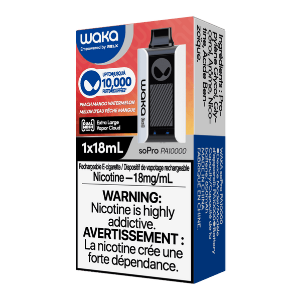 WAKA soPro PA10000 10000 puffs Peach Mango Watermelon waka-sopro-pa10000-disposable-vape-official-waka-canada-store-10000-puffs-peach-mango-watermelon-33366133276811