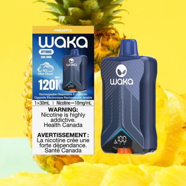 WAKA Optimus 120K Pineapple Ice Disposable Vape with Dual Mode RDL Max Cloud at RELX Canada. 🍍
