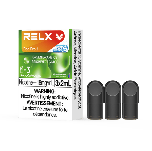 RELX Pod Pro 2 Green Grape Ice Fruit 18mg ml relx-vape-pod-pro-2-3-pod-pack-18mg-ml-relx-canada-fruit-18mg-ml-green-grape-ice-34793487696011
